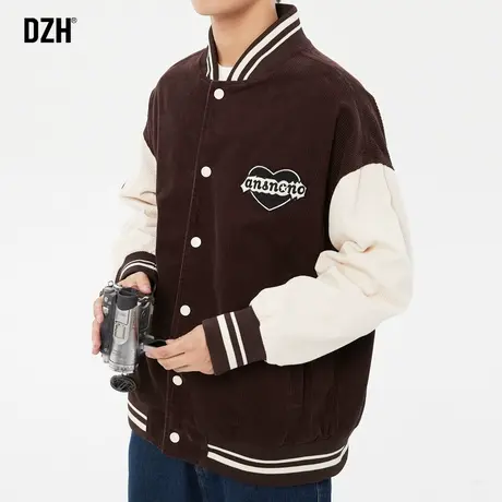 男士拼接灯芯绒外套男秋季潮牌棒球服美式复古夹克衫男装2023新款图片