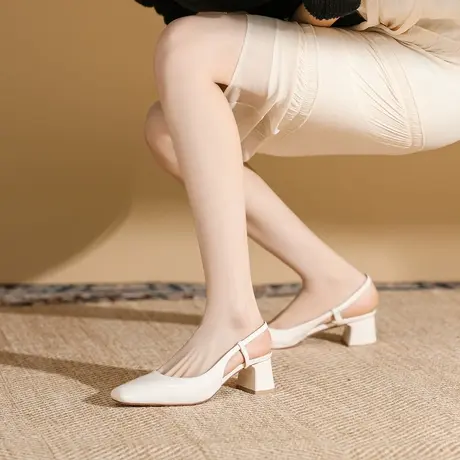 包头凉鞋女2025春夏季新款法式玛丽珍一字带粗跟单鞋配裙子不累脚图片