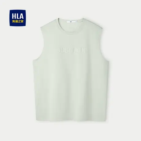 HLA/海澜之家运动休闲背心2025春夏新圆领贴布绣无袖时尚上衣男商品大图