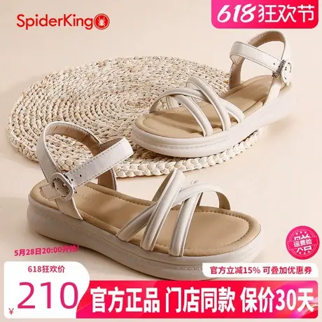 蜘蛛王女鞋2025夏季新款真皮厚底舒适休闲凉鞋配裙子时尚沙滩鞋女商品大图