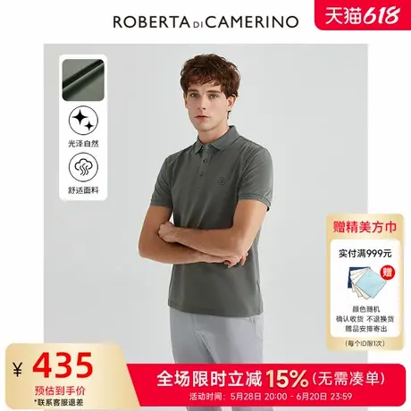 [桑蚕丝]ROBERTA诺贝达男装男士短袖POLO衫25夏季新款休闲短袖T恤商品大图