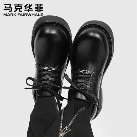马克华菲官方旗舰店真牛皮皮鞋男款商务英伦结婚增高休闲脚宽德训商品大图