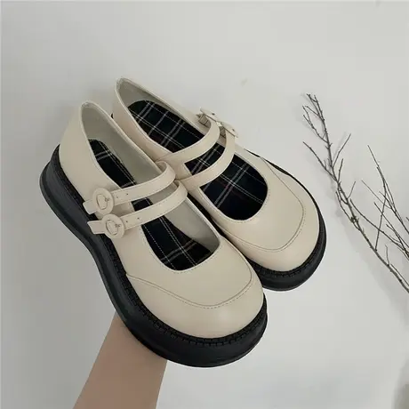 厚底小皮鞋女2023夏季新款玛丽珍双绑带小众设计感日系可爱乐福鞋商品大图