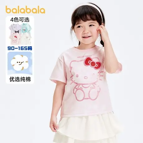 巴拉巴拉女童短袖t恤宝宝纯棉打底衫儿童宽松上衣夏装新款童装潮5图片