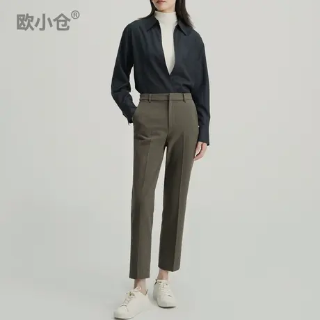 欧小仓抓绒烟管系列黑科技轻量保暖秋冬品质职业长裤厚直筒西装裤商品大图