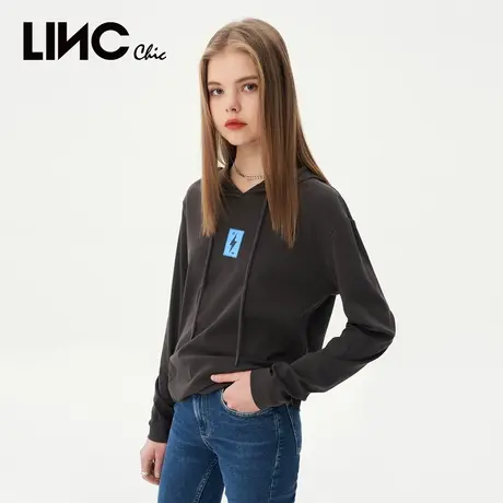 LINCCHIC金羽杰t恤女2023新款动感修身不规则长袖T恤女S231FK108Y商品大图