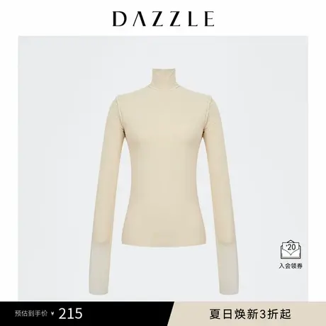 DAZZLE地素奥莱 肉色网纱时尚半高领打底衫女2D1D5291J商品大图