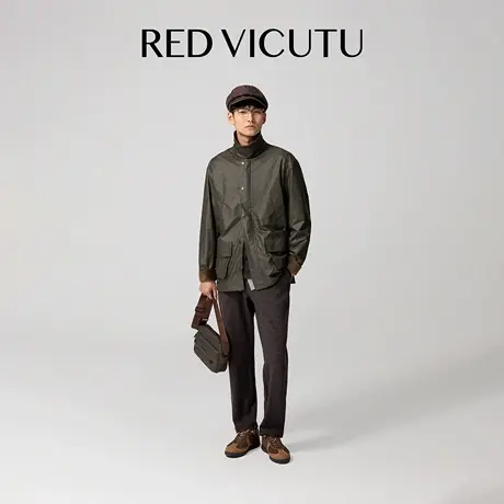 VICUTU威可多男士短款风衣复古时尚潮流外套休闲日常百搭新款风衣图片