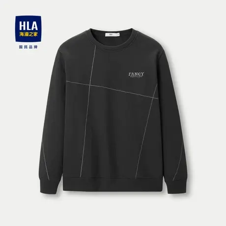 HLA/海澜之家时尚长袖针织衫秋冬新圆领休闲精致绣花加绒加厚上衣商品大图
