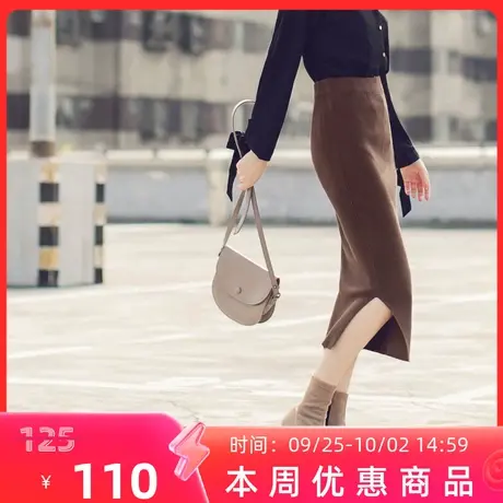 桔熊冬季针织半身裙子女开叉包臀一步裙高腰毛线长裙大码FA1741图片
