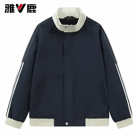 雅鹿撞色立领休闲夹克2026春秋新款男青年时尚潮牌高级感上衣外套图片