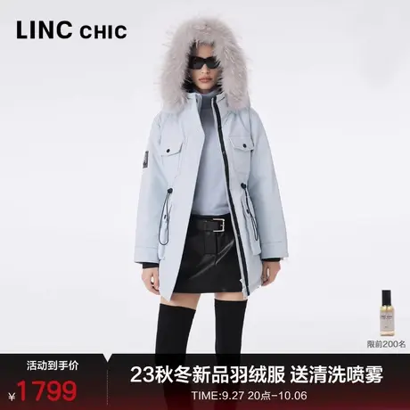 LINCCHIC金羽杰羽绒服女中长款23秋冬新品都市机能派克大毛领3281图片