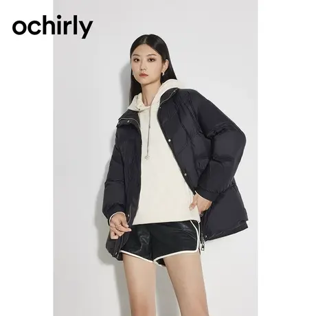 【品牌甄选】ochirly欧时力中长款羽绒服女新款冬装兔子裥纹外套图片