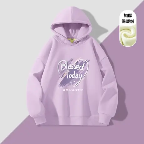 ZR真维斯紫色连帽卫衣女2023新款爆款秋冬季宽松薄绒oversize外套商品大图