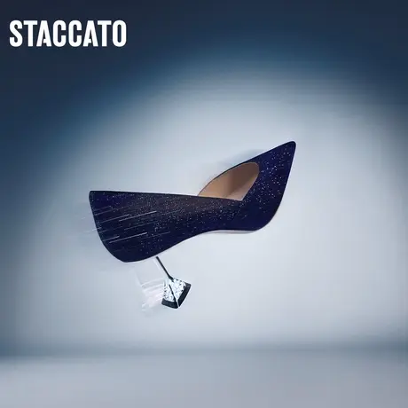 思加图新款星空鞋尖头婚鞋细高跟鞋仙女风单鞋女ED320CQ2商品大图