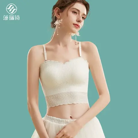 美背内衣女防走光抹胸蕾丝吊带小背心夏季薄款一体式文胸裹胸内搭商品大图