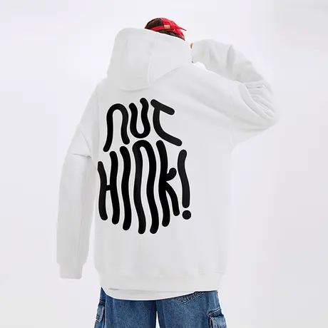 Nuthink美式连帽卫衣潮牌男潮高街潮流大码宽松情侣帽衫外套春季商品大图