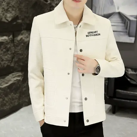 春秋季高端刺绣轻熟风外套男士潮流帅气翻领夹克休闲百搭男装上衣商品大图