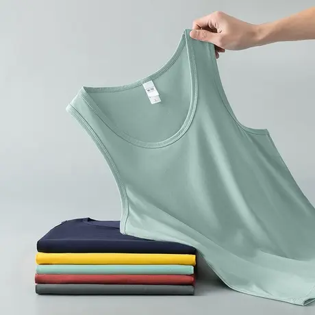 莫代尔运动背心男夏季外穿冰丝速干凉感无袖t恤跨栏健身纯色坎肩商品大图