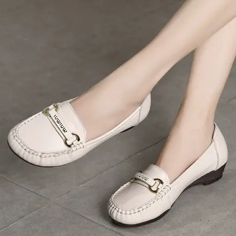 配裙子气质单鞋2023秋季新款牛筋底低帮鞋真皮软底女鞋舒适妈妈鞋图片