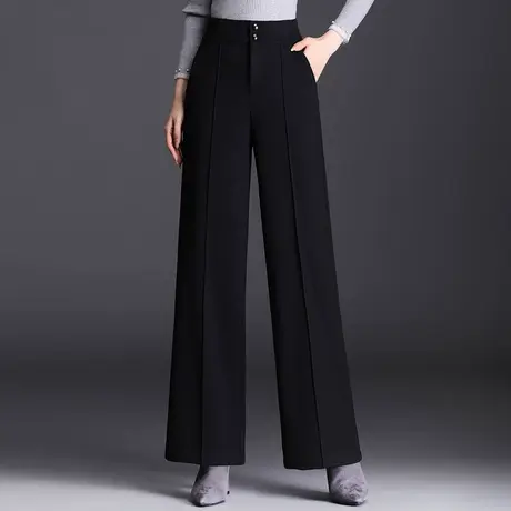 黑色高腰阔腿裤女垂感长裤子秋季2023新款宽松显瘦通勤休闲西装裤商品大图