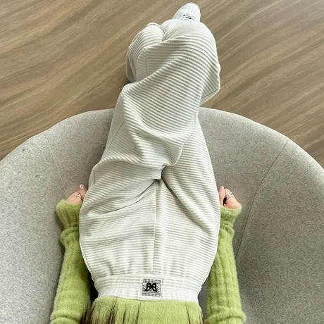 米白色阔腿裤女2023秋冬新款高腰宽松显瘦仿羊绒松紧腰针织休闲裤商品大图