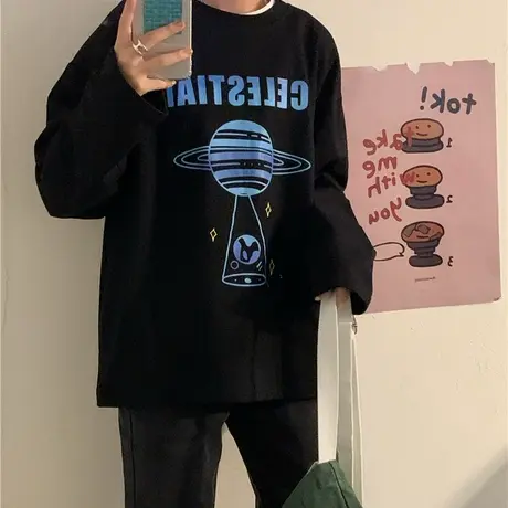 2020秋装新款韩版ulzzang慵懒风宽松纯棉长袖卫衣女原创上衣ins潮图片