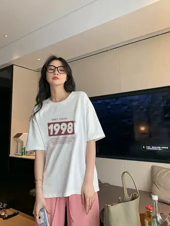 孕妇装加大码短袖t恤女夏宽松ins原宿bf风设计感小众半袖上衣商品大图