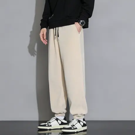 休闲长裤男秋季新款宽松小束脚九分裤子男潮流痞帅男装灯芯绒卫裤商品大图