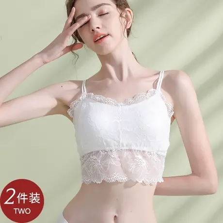 美背吊带背心女带胸垫蕾丝抹胸上衣文胸一体网红爆款裹胸夏季薄款商品大图