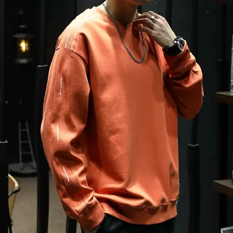 潮牌卫衣男百搭长袖男款卫衣高档男士卫衣纯色舒适潮流百搭卫衣男图片