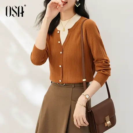 OSA欧莎软糯假两件针织衫套头毛衣女商品大图