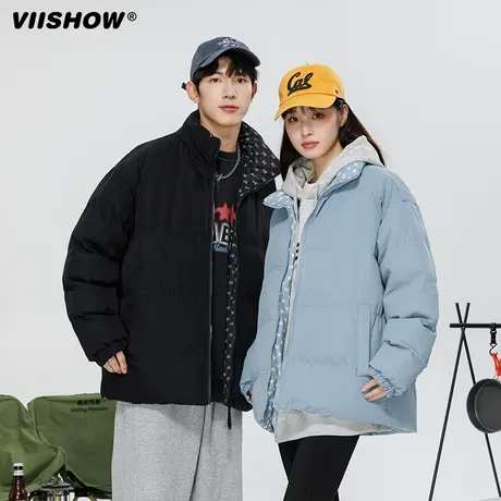 VIISHOW潮流冬季新款棉服保暖百搭纯色外套简约百搭休闲男生棉衣商品大图