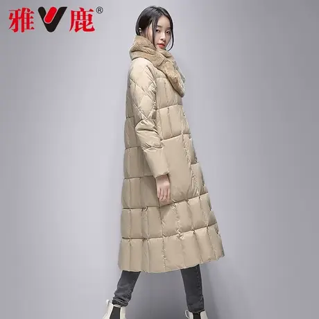 【直播专享】雅鹿羽绒服女中长款过膝冬新时尚修身韩版白鸭绒外套商品大图
