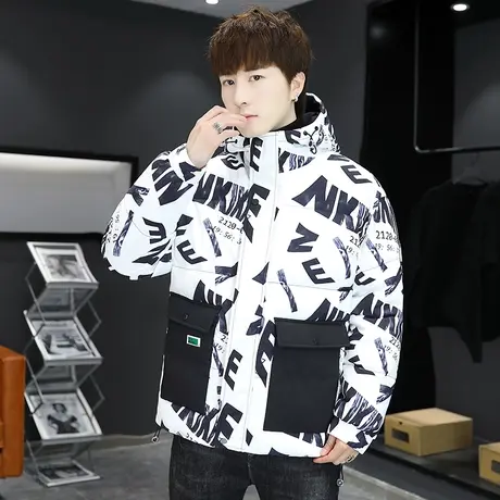 冬季连帽男TFBOY棉衣韩版潮时尚休闲青少年学生羽绒棉服男装外套商品大图