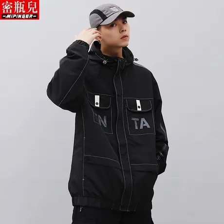 密瓶儿秋季潮牌风衣男秋男士大码胖子肥佬上衣潮流外套休闲衣服男商品大图