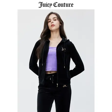 Juicy Couture橘滋外套女春季新款美式运动烫钻轻奢天鹅绒夹克商品大图