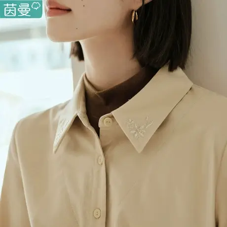 茵曼德绒假两件长袖衬衣女装2024新款秋冬季法式内搭衬衫上衣加厚商品大图