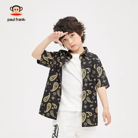 大嘴猴童装男童短袖衬衫2023年夏季新品半袖中大儿童纯棉上衣衬衫商品大图