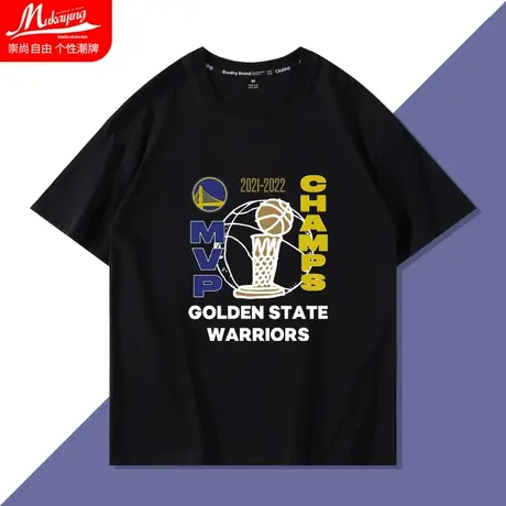 2022勇士队总冠军同款t恤短袖库里篮球训练运动球衣透气速干半袖图片