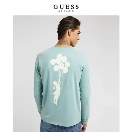 GUESS×BRANDALISED涂鸦胶囊系列秋男女同款长袖圆领T恤图片