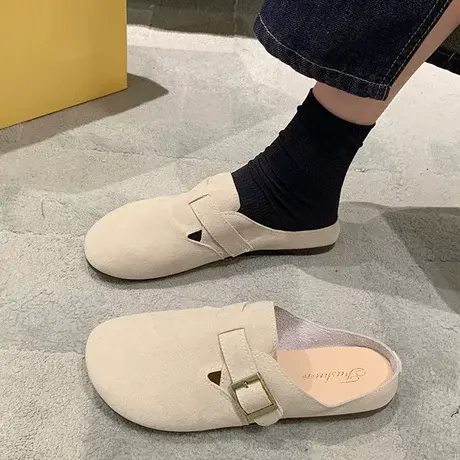 包头半拖鞋女2023夏季热风女鞋新款皮带扣时尚外穿凉拖鞋商品大图