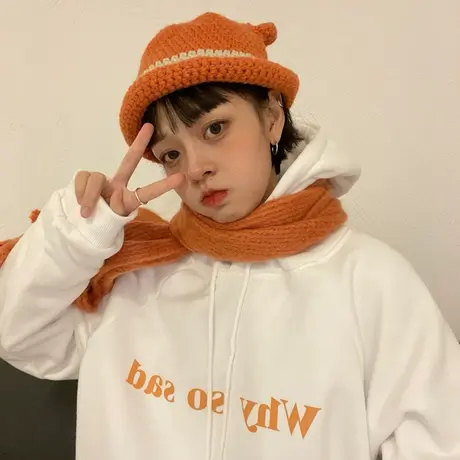 红续2023春装新款字母宽松bf慵懒风复古百搭情侣装连帽卫衣外套图片