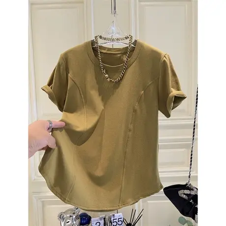 纯色简约短袖T恤女夏装宽松显瘦大码纯棉上衣体恤半袖ins潮流百搭商品大图