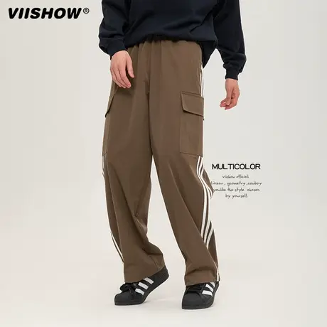 VIISHOW秋季新款美式复古运动休闲裤男士秋季百搭情侣直筒裤子男商品大图