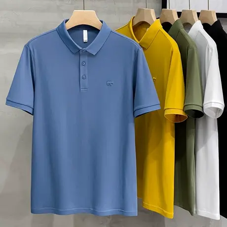 丝光高端保罗翻领短袖t恤男精致犀牛刺绣POLO衫夏季2023新款潮流商品大图