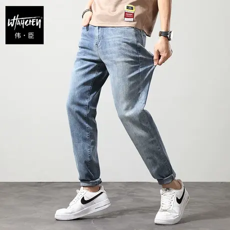 伟臣潮牌大码男装水洗手擦牛仔裤胖子加肥加大宽松直筒肥佬休闲裤图片