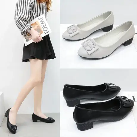 夏季小皮鞋女低跟女鞋2023新款百搭尖头中跟粗跟春秋季妈妈单鞋女图片