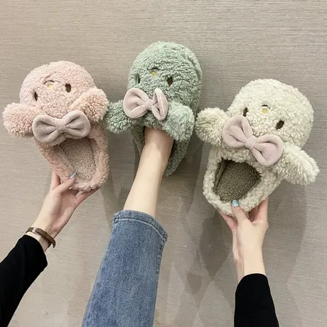 棉拖鞋女冬季家用情侣可爱室内家居月子鞋防滑厚底毛毛绒拖鞋秋冬图片