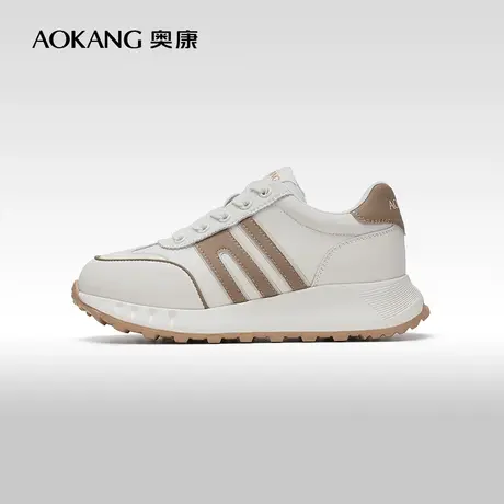 【门店发货】奥康女鞋 2024春季新款拼色百搭阿甘鞋时尚德训鞋图片